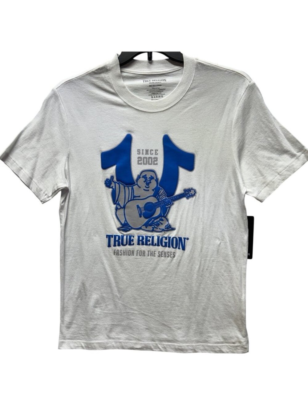True Religion Mens Small White Graphic Tee Buddha Logo Since 2002  100% Cotton